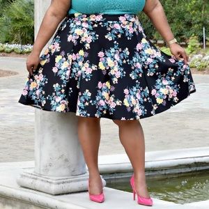 A-line floral skirt